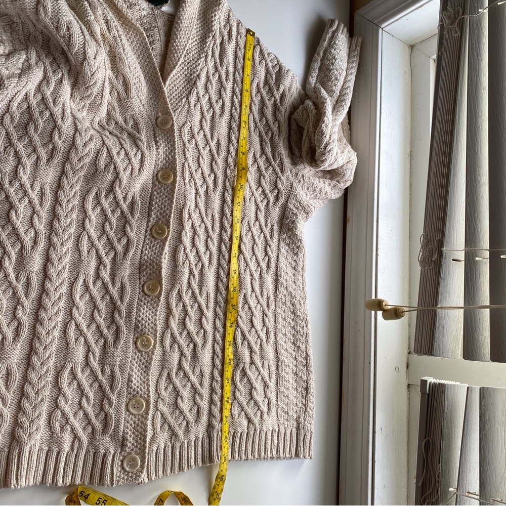 Parkhurst Northern Reflections Cable Knit Cardigan Sweater Shawl Collar Cream - Picture 13 of 14